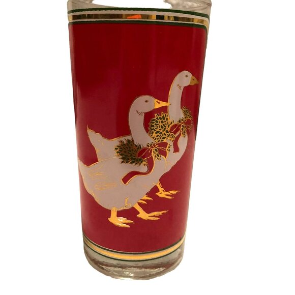 Culver Highball Glasses Ducks 22k Gold Trim Paint Shammed Set of 4 Original Box - Picture 4 of 6